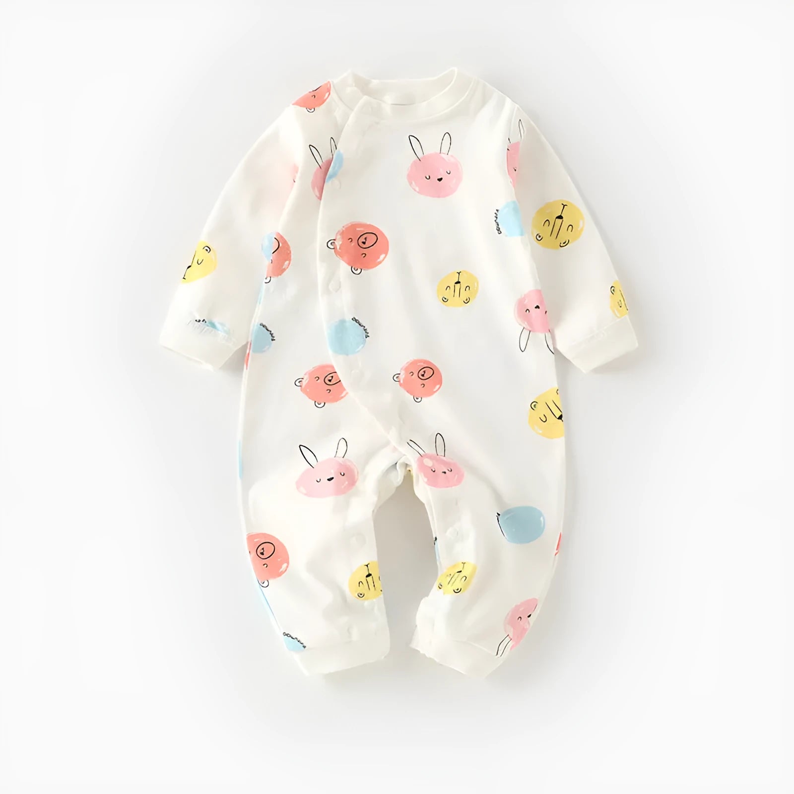 Cotton long-climb baby onesie in a neutral colour, suitable for newborns.