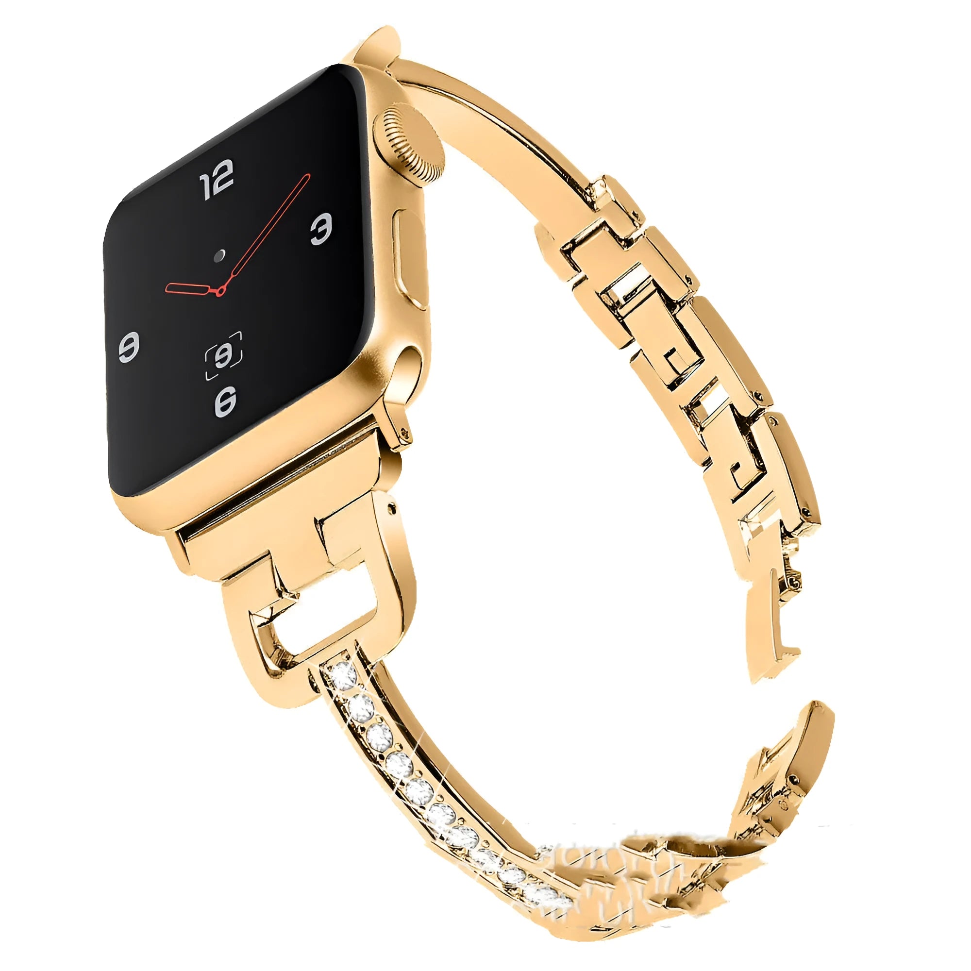 D-shaped metal diamond watch strap for Apple Watch in multiple colour options