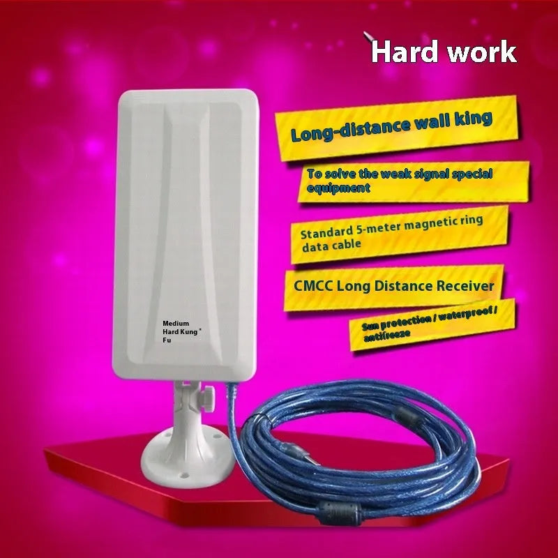 White high power USB wireless network card with Type USB connector.