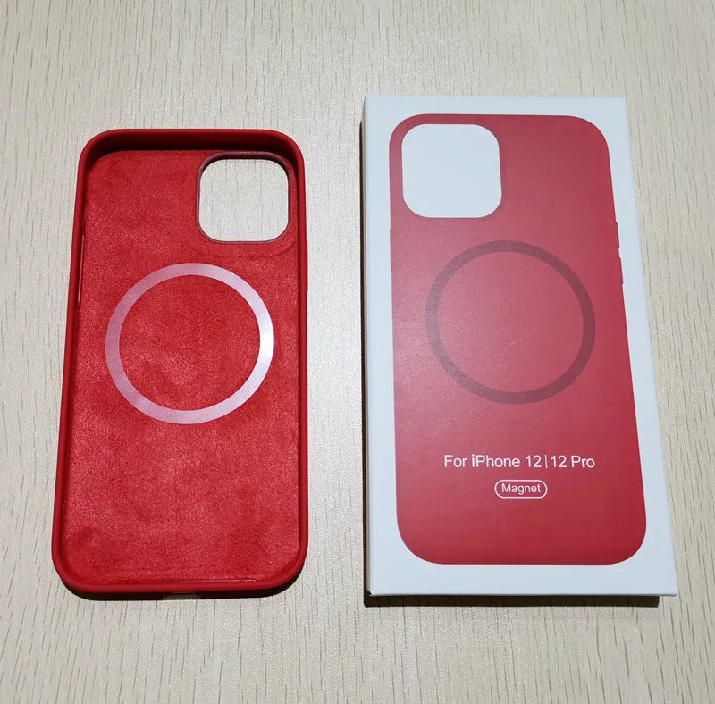 Magnetic silicone phone case for iPhone 12 and 13, pure colour back cover, available in eight colours.