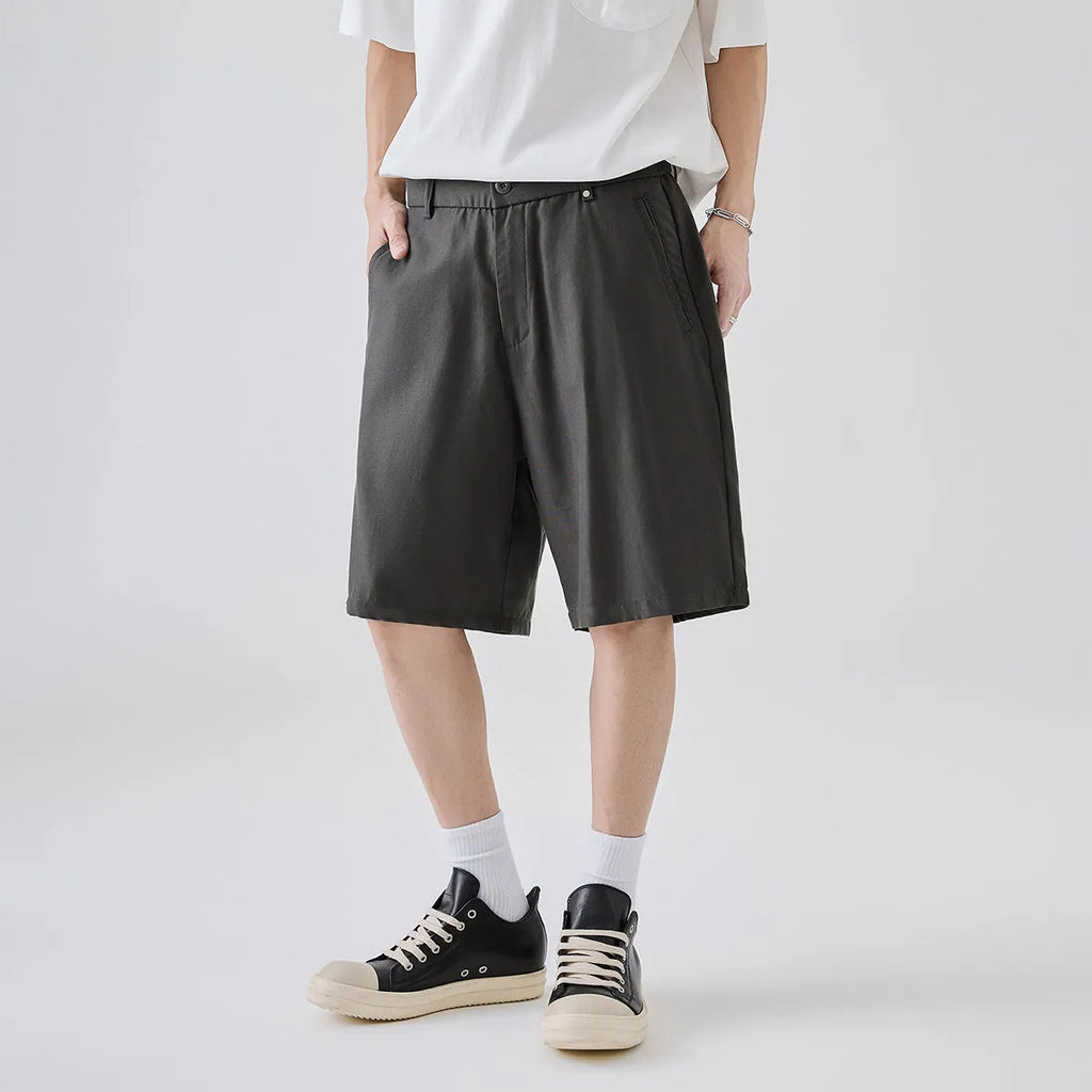 Men's lyocell casual shorts in apricot colour, loose fit, cotton blend fabric for summer wear