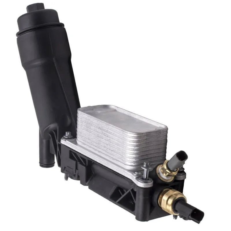 Oil radiator filter base assembly with integrated oil cooler for Jeep Dodge vehicles