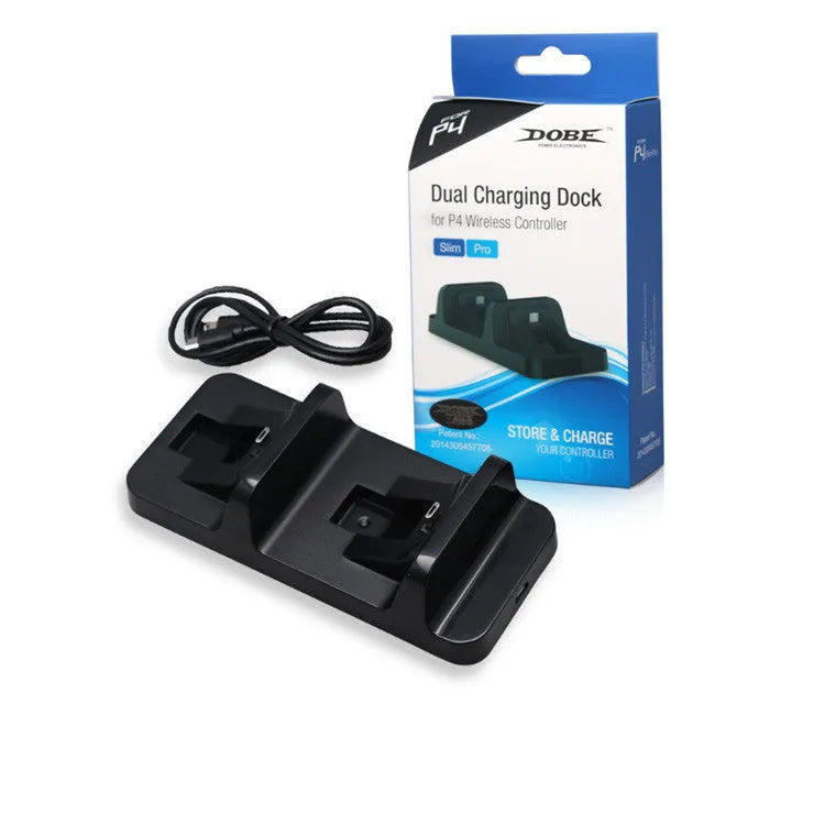 Black plastic double handle fixed charger for PS4 console made from ABS material