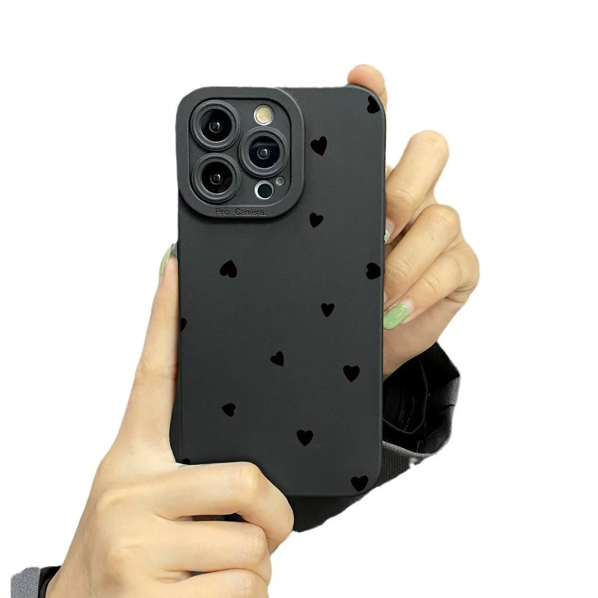 Black with love TPU phone case back cover for iPhone 11 12 13 14 15 16 series
