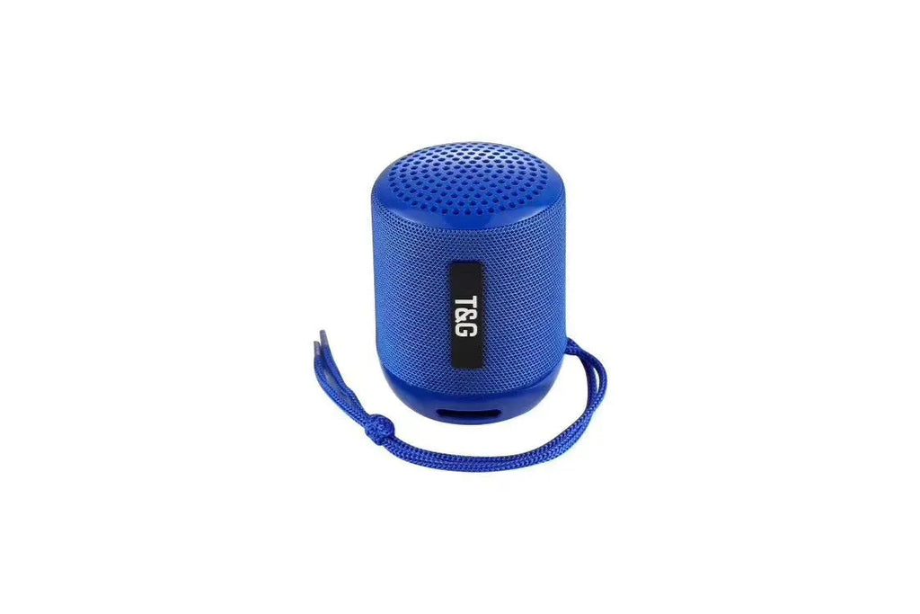 Wireless Bluetooth speaker in black, compact design with buttons and speaker grille, 73.4mm size