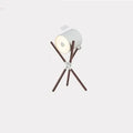 Modern wooden floor lamp with three fork design and white acrylic shade