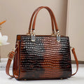 Large capacity soft PU women's one shoulder handbag in a horizontal square shape, showing internal zipper compartments.