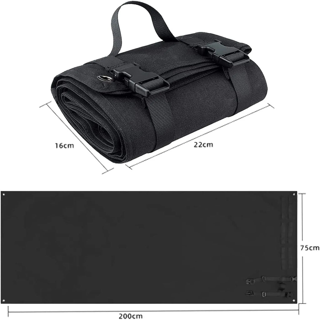 Tactical shooting mat in black waterproof Oxford cloth 200x75cm outdoor use