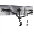 Black aluminium three-arm gas spring monitor mounting arm for 13-27 inch screens.