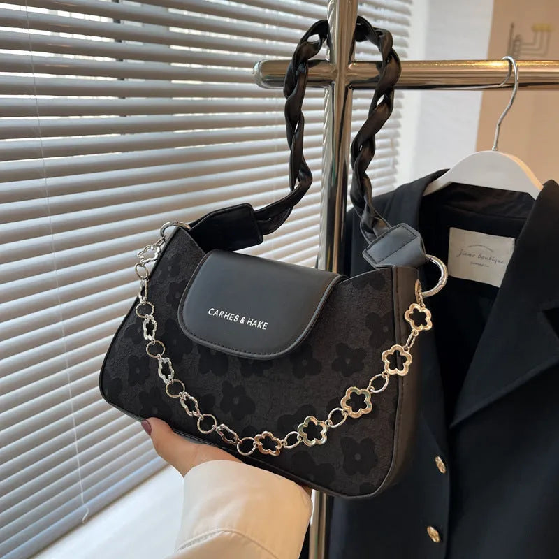 Women's fashion large capacity underarm shoulder bag in beige PU leather horizontal square shape with outer pocket