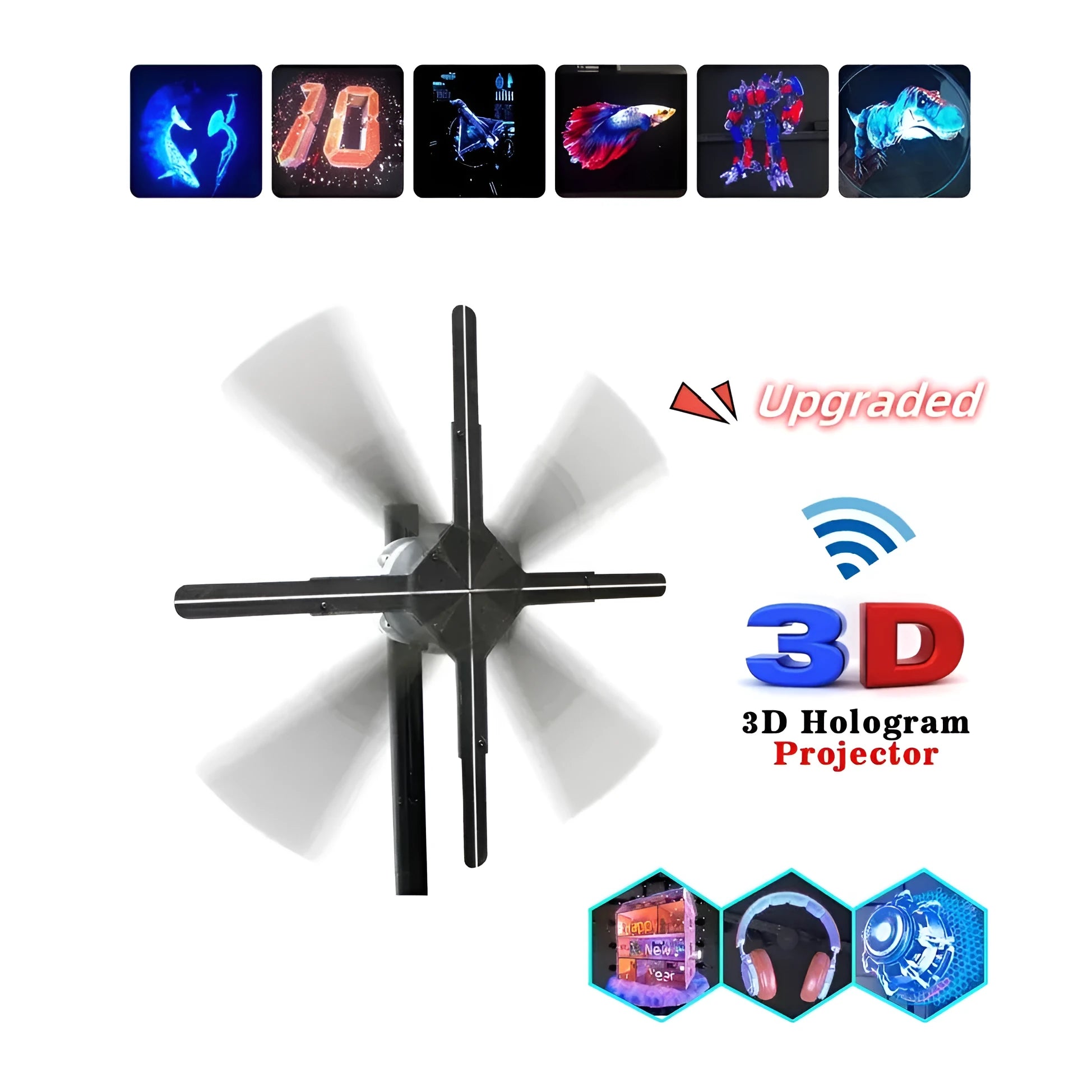 Upgraded naked eye 3D holographic advertising machine fan screen with 42 cm display
