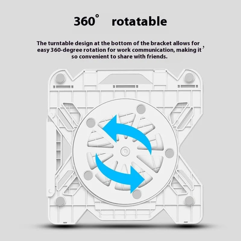 Black ABS plastic laptop bracket with 300x200mm platform showing laptop placement