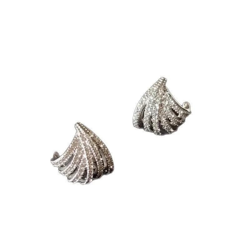 A pair of geometric line design drop earrings with a platinum colour finish.