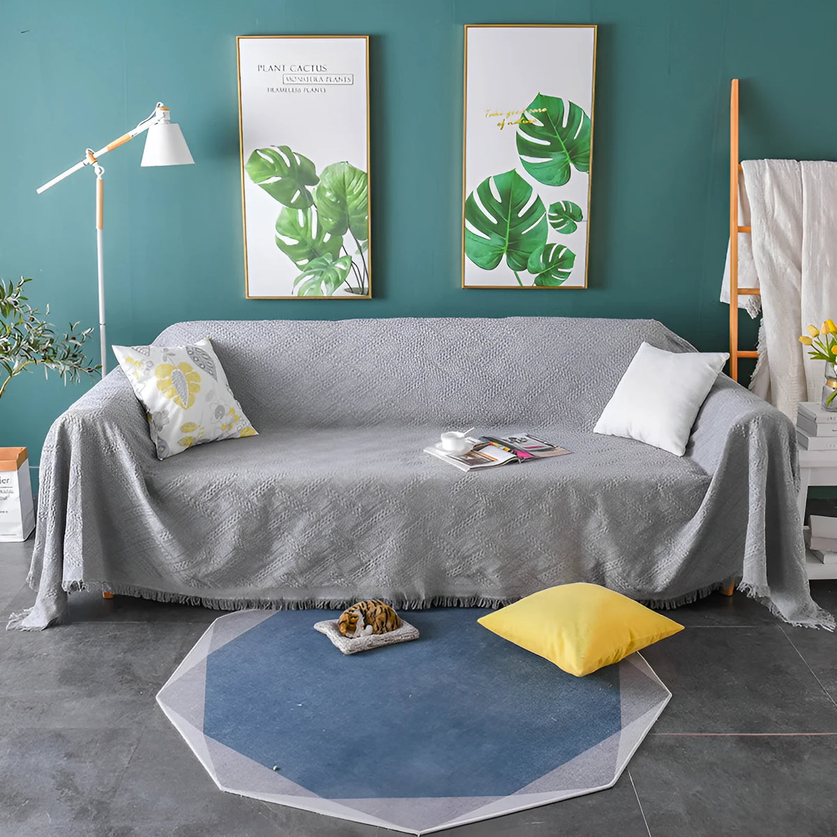 Chenille full covered sofa slipcover in Twilight colour, polyester material, available in multiple sizes.