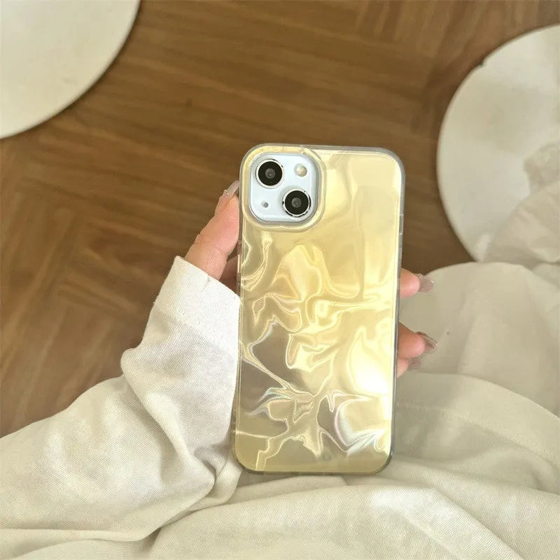 Gradient double layer water ripple TPU phone case in blue for iPhone 13 Pro Max