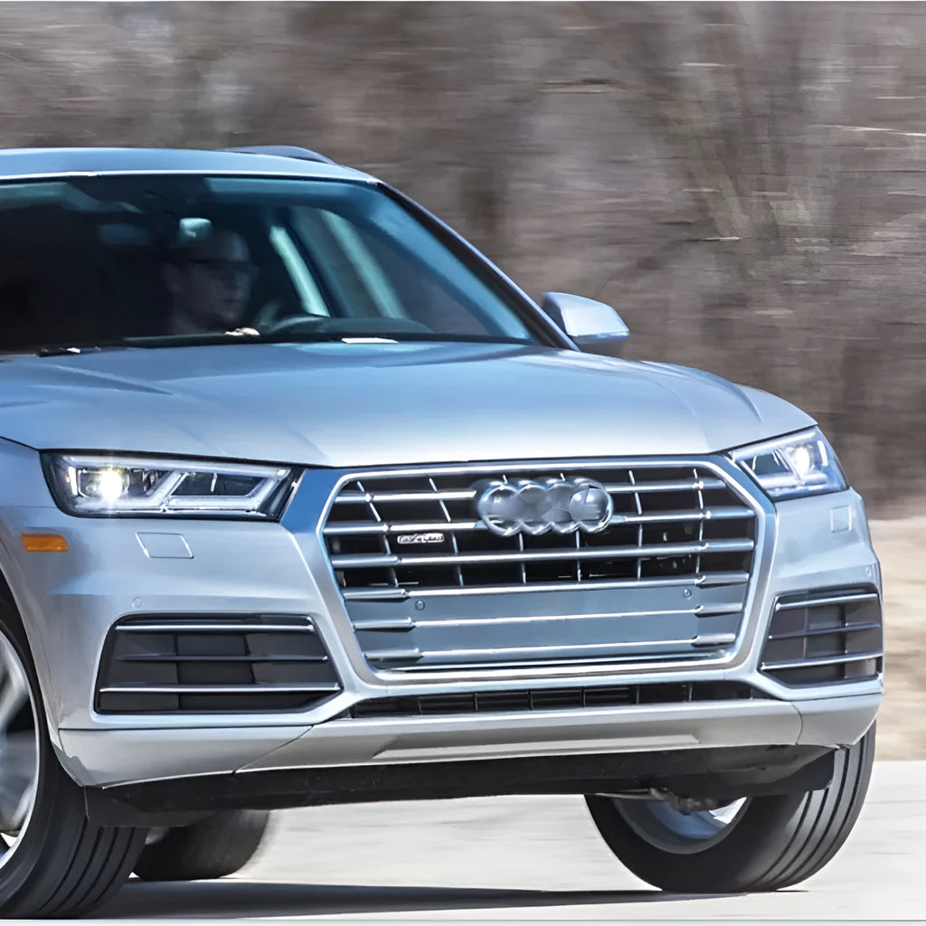 Audi Q5 front bumper lower grille replacement parts, left D154L and right D154R frames in black ABS plastic