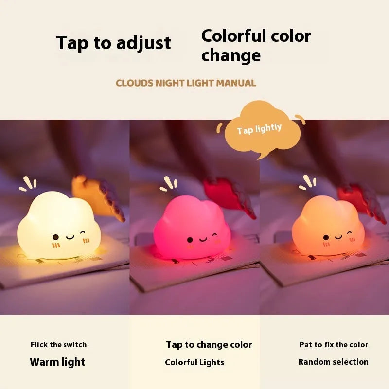 White cloud silicone bedside ambience lamp with compact 115x86x94mm dimensions