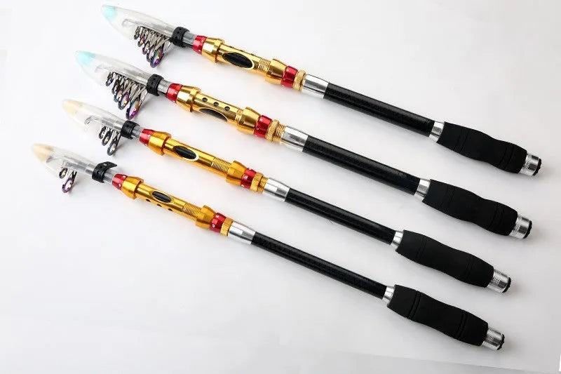 Carbon fibre telescopic spinning fishing rod for sea fishing with metal handle