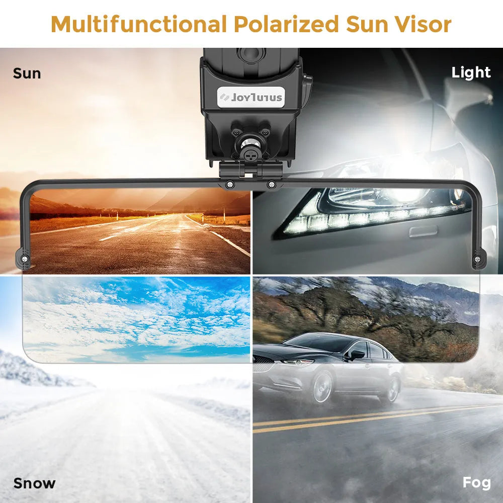 Polarized car sun visor, universal track-type, adjustable, 180g plastic, anti-glare and UV protection, ordinary or polarizing board