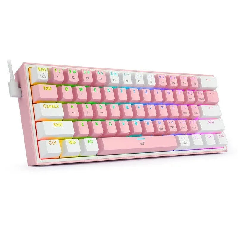 K617 RGB mechanical keyboard with white pink colour scheme and backlit keys