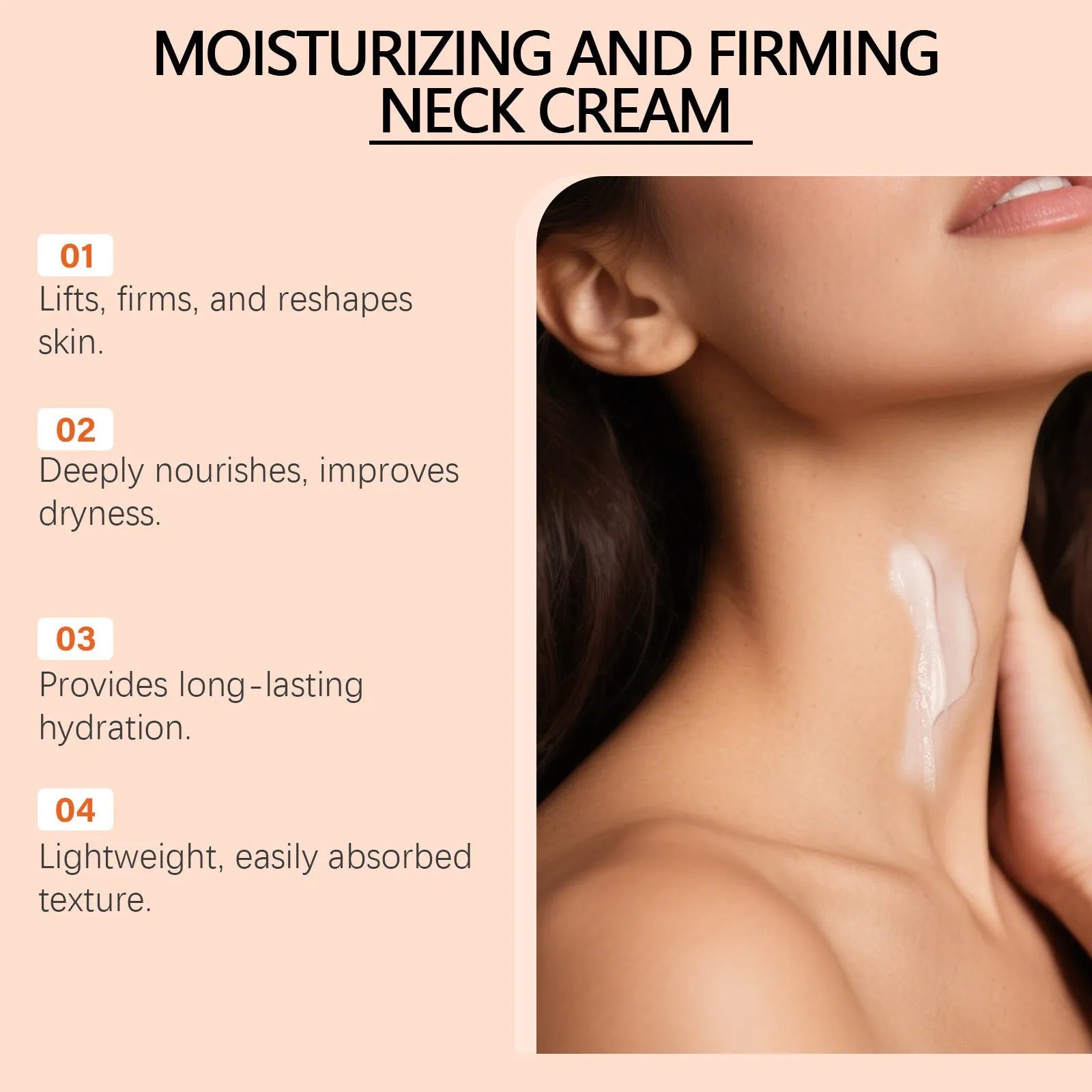 Neck moisturising cream in compact 6.3cm case with 50g content for daily contour care