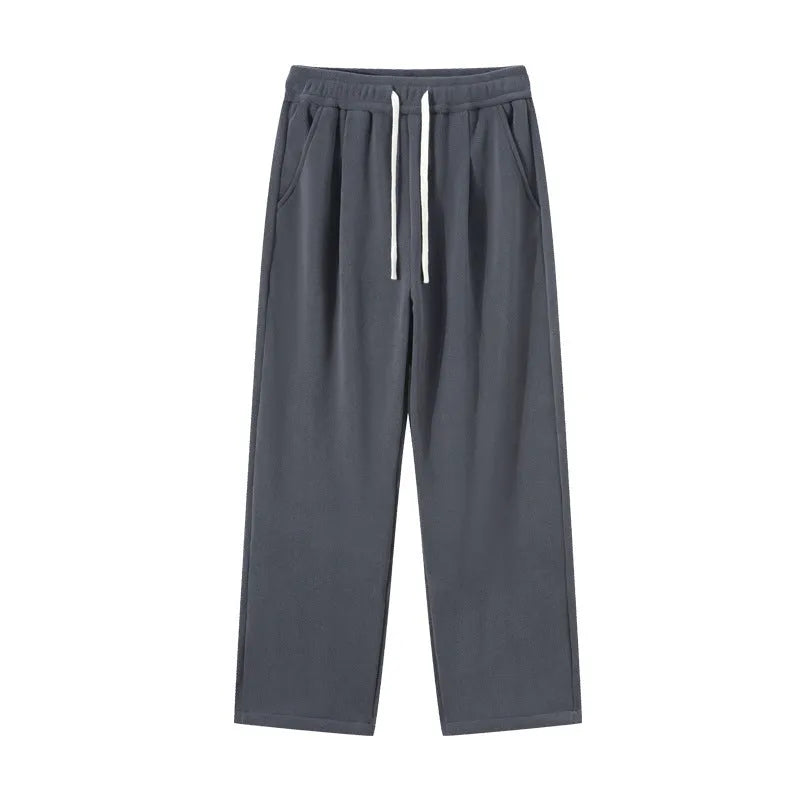 Men's double-sided polar fleece trousers with wool lining in loose Korean-style fit