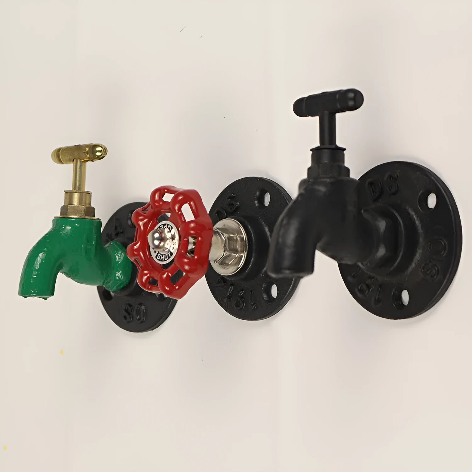 Water pipe style metal towel rack hook wall mounted in polished finish with three colour options