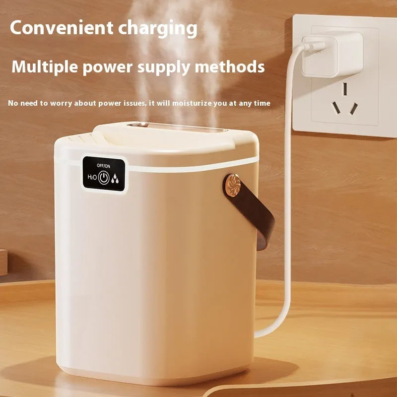 White plastic square USB humidifier with large spray volume and ambient light for bedroom