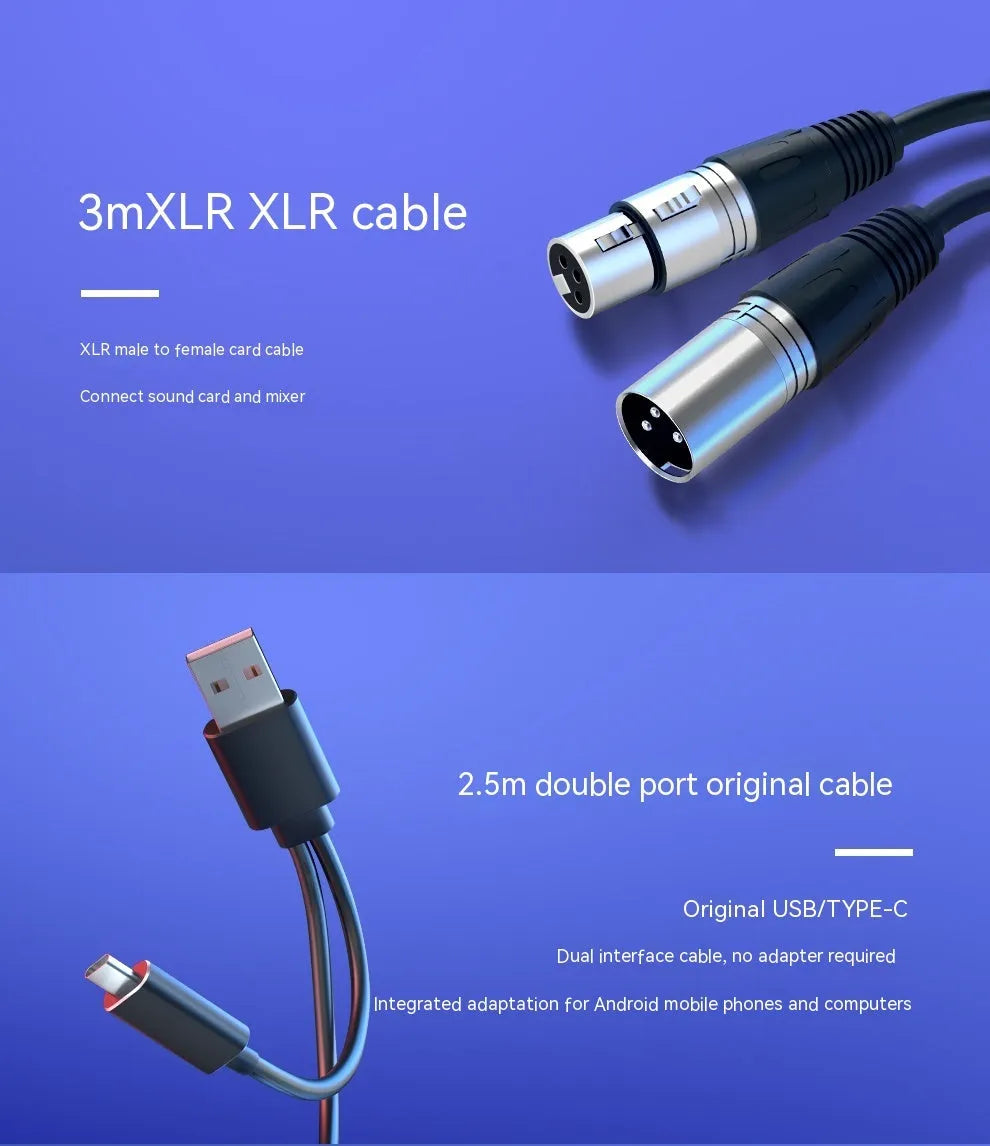 Dynamic noise reduction microphone in black with adjustable desktop base and XLR cable