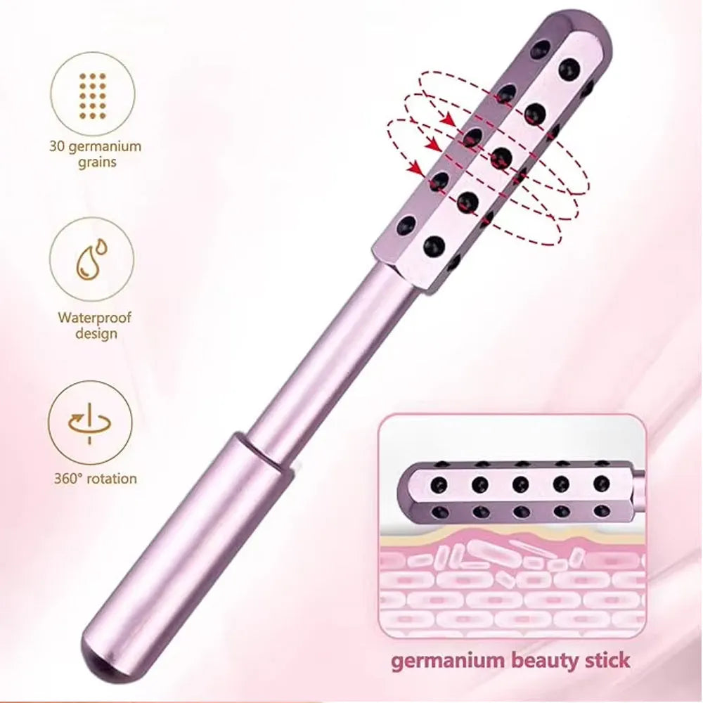 30 Germanium Beauty Stick massage wand with gold finish and 30 energy stones for facial roller use