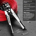 Fully automatic wire stripping pliers tool with a high carbon steel blade on a white background.