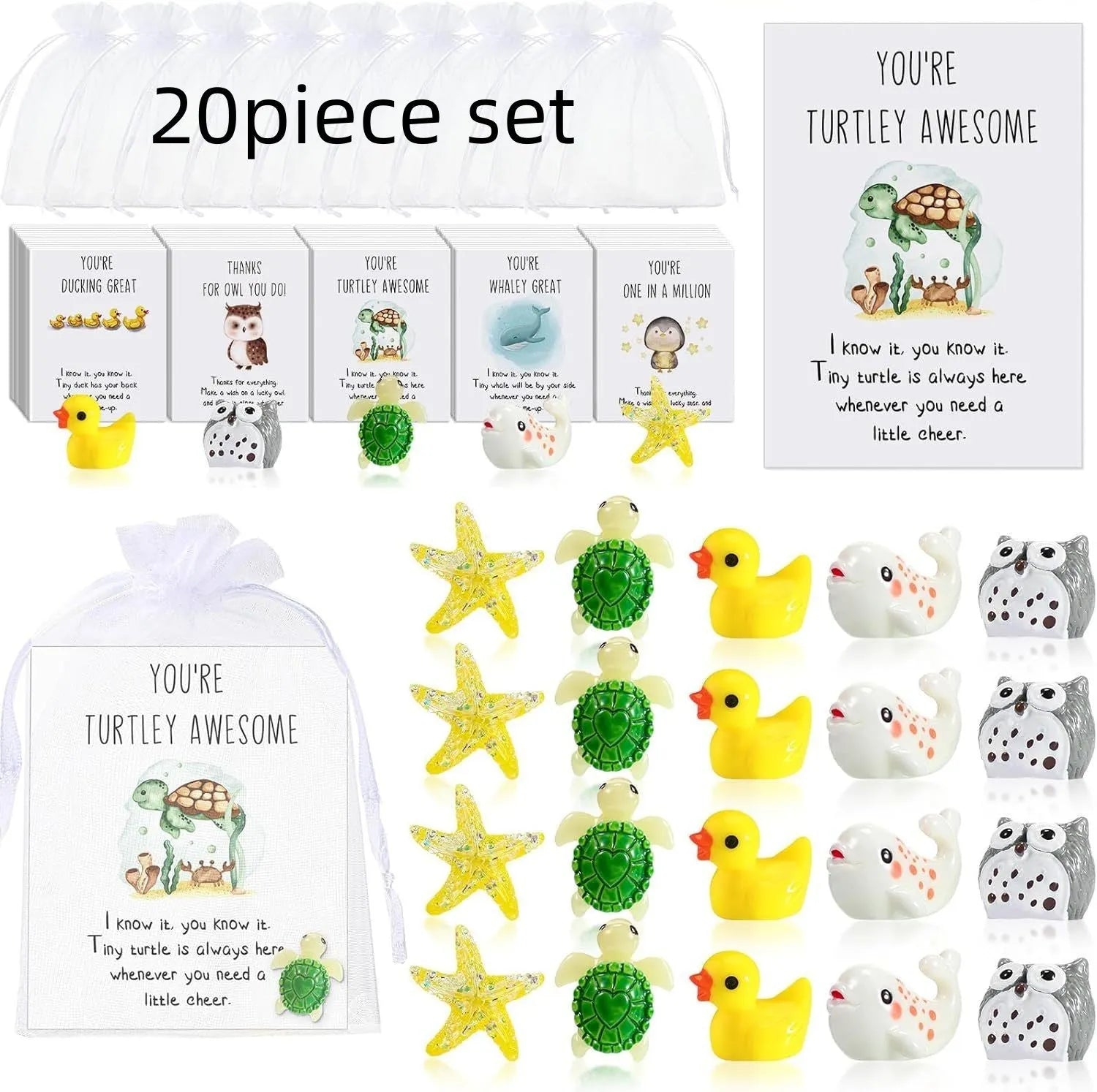 Resin motivational greeting cards with pun inspirational text in various set sizes