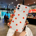 Transparent TPU phone case with UV printed love pattern for iPhone showing shock-absorbing edges
