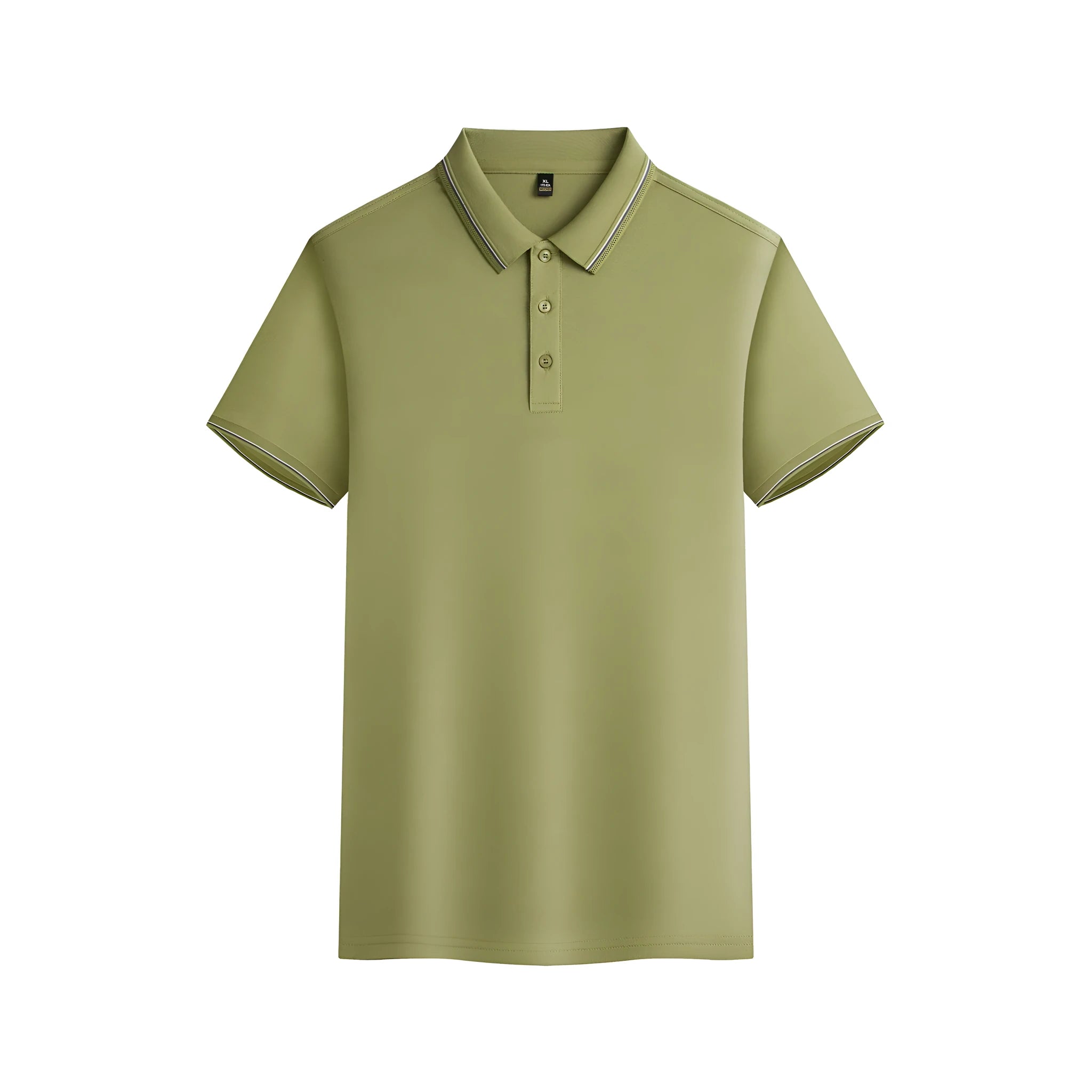 Men's navy blue short-sleeved polo shirt made from quick-dry polyester fabric for summer.
