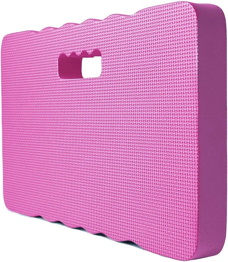 Blue EVA foam garden kneeler pad measuring 45x28cm on grass