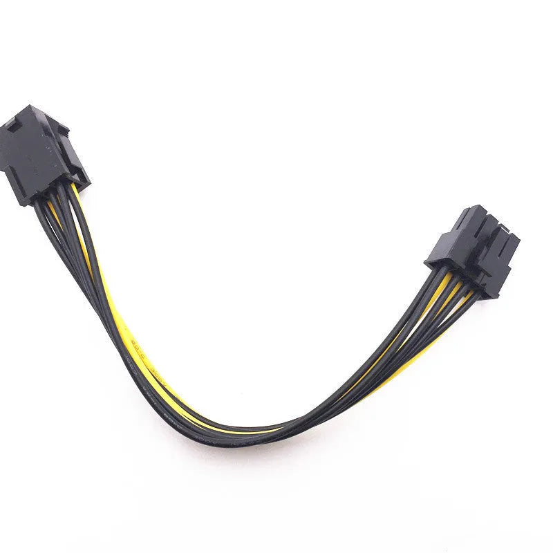 A 20cm long black 6-pin to 8-pin PCIe graphics card power extension cable.