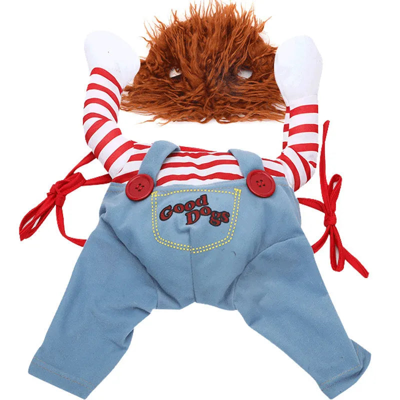 Dagger pattern polyester dog cat costume in Fatal Doll colour for Halloween