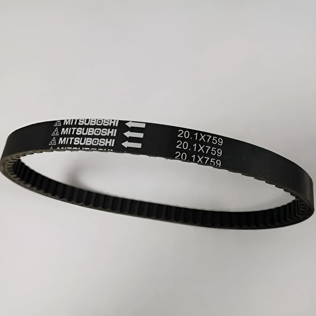 Black replacement drive belt for Jinli GP110 and Fengli VP110 motorcycles, size 20.1-759.