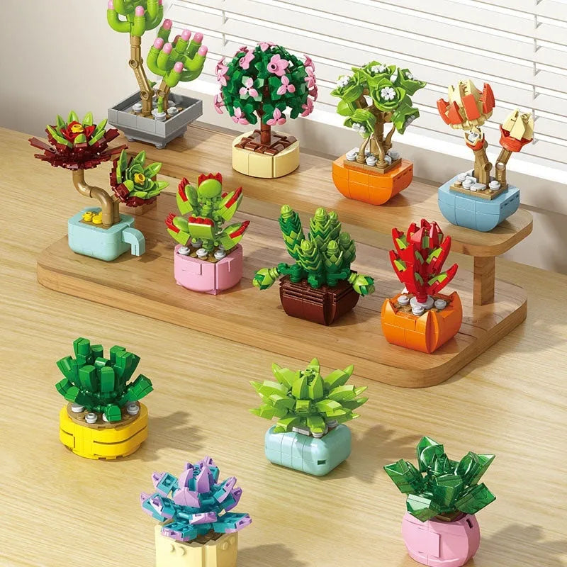 Plastic building blocks flower pot model assembly toy for teenagers