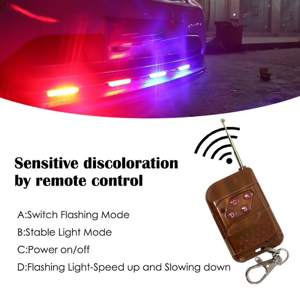 Black car mounted LED warning light with wireless remote control unit
