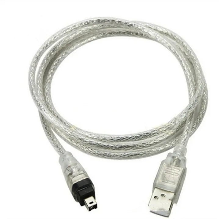 Transparent white USB-A to 4-pin data cable 1 metre length for computer peripherals