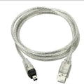 Transparent white USB-A to 4-pin data cable 1 metre length for computer peripherals