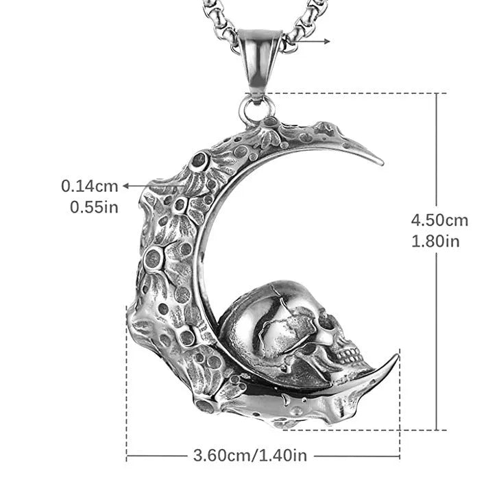 Skull men's stainless steel necklace with silver electroplated alloy pendant in six design variations