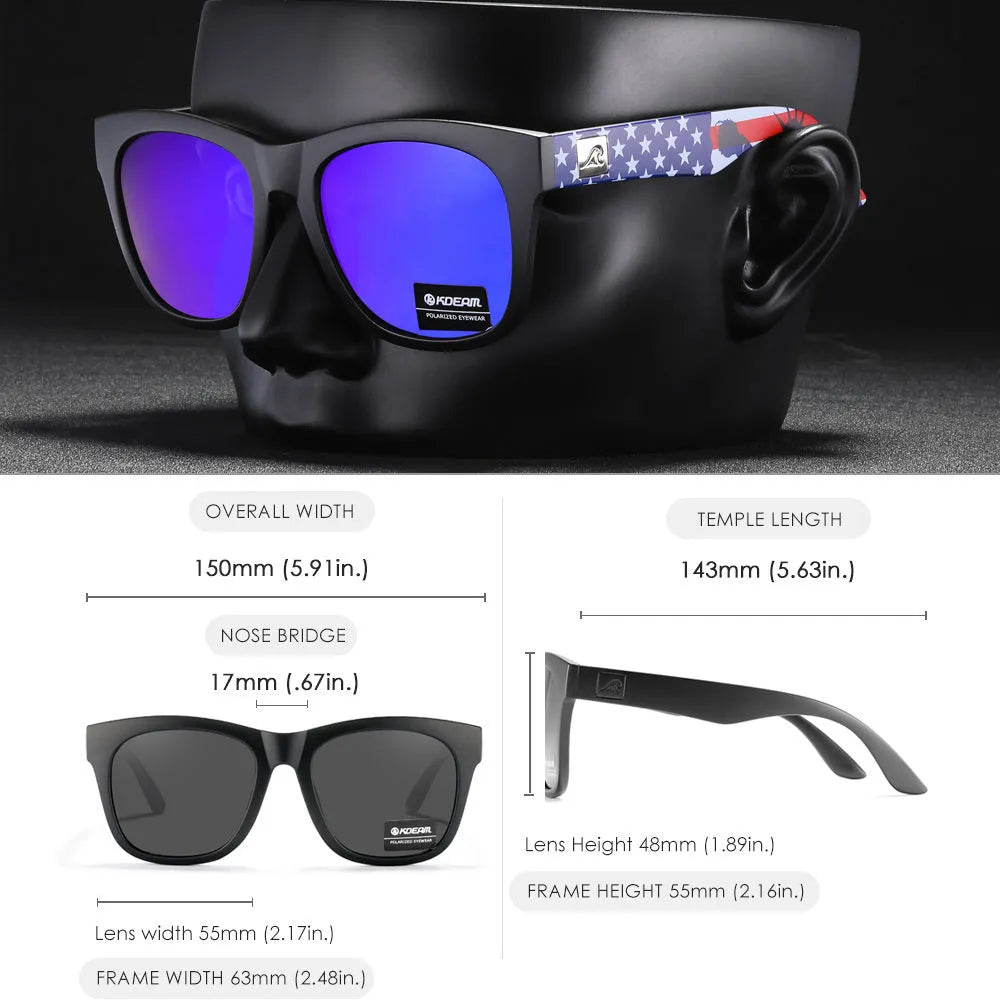 Polarised sunglasses with TAC lenses and PC frame for UV protection during outdoor activities