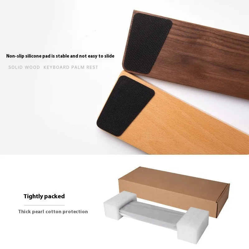 Black walnut wooden keyboard palm rest and wrist rest with straight or round edge, 440mm and smaller sizes