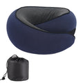 U-shaped memory foam travel neck pillow in grey with portable storage bag