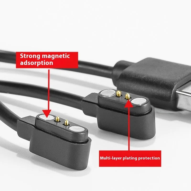 Black 50cm charging cable with 2-pin 2.54mm connector for Bluetooth glasses