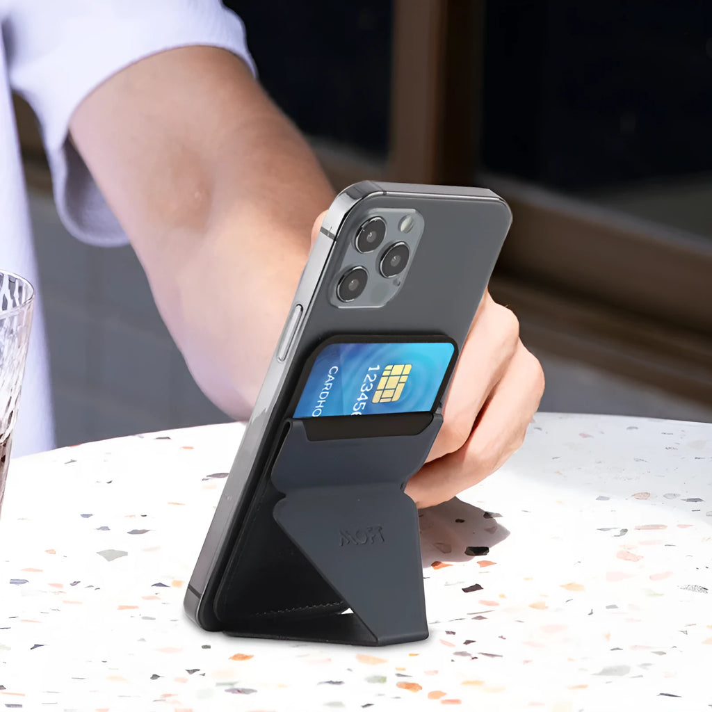 Magnetic card holder desktop lazy bracket for iPhone 12 series in Midnight Black