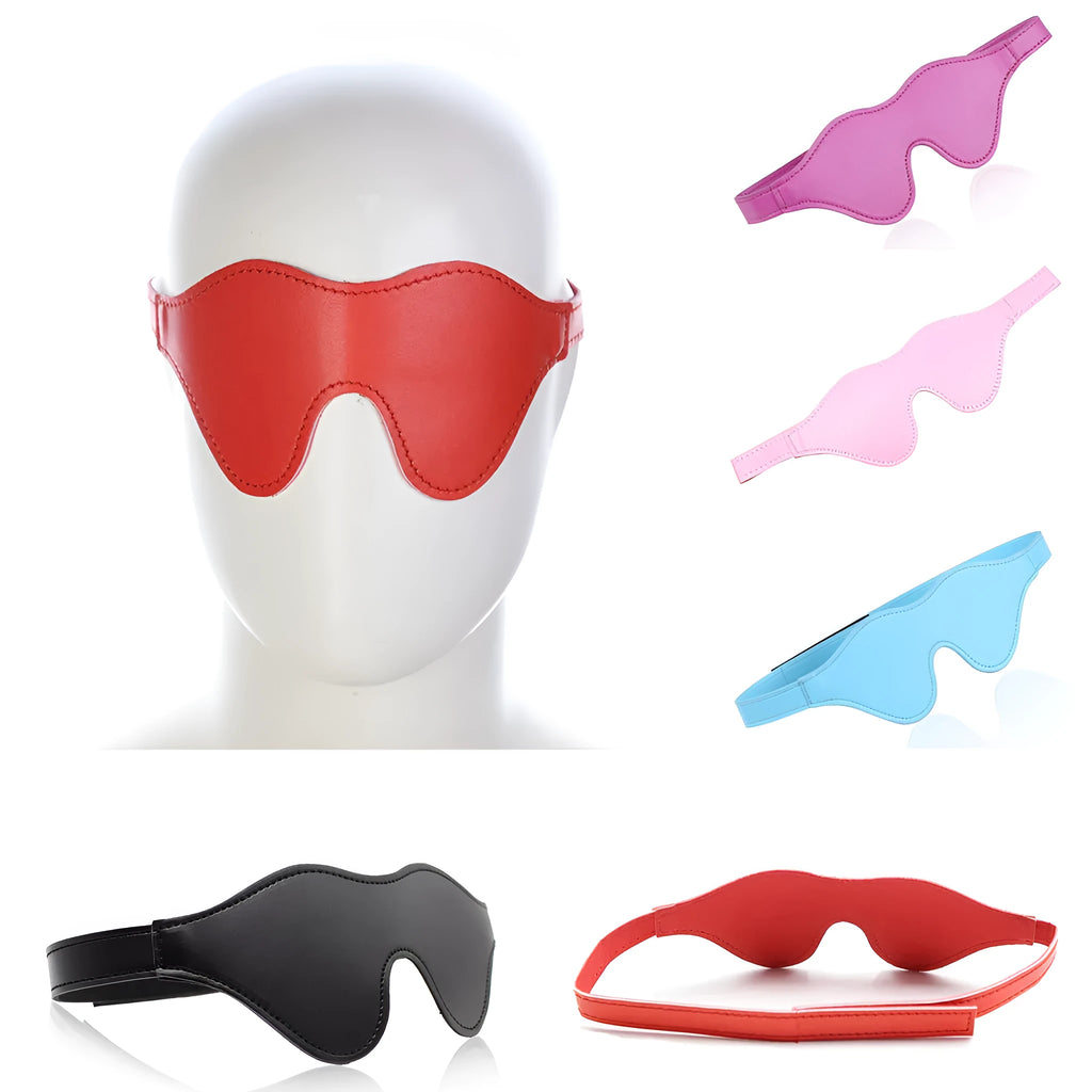 Women's leather eye mask with Velcro strap in five colour options