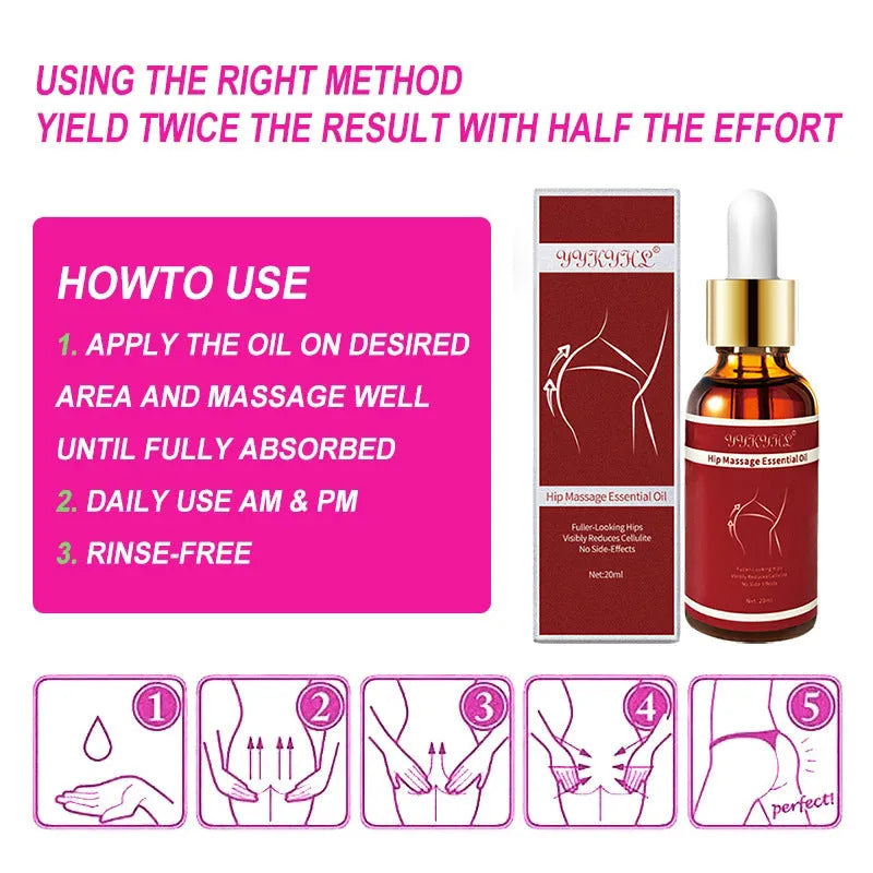 Sculpting Butt Lifting Cream Massage Oil 20ml grapeseed oil moisturising body care bottle